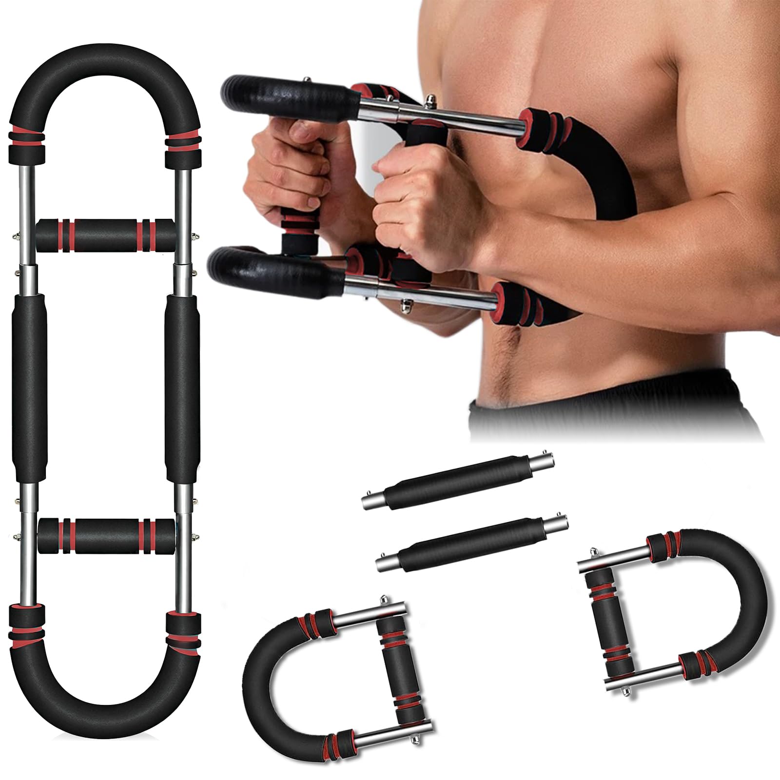 Twister Arm Trainer, Chest Workout Equipment, Three-Level Adjustable Forearm Strengthener at Home, Portable Fitness Exerciser, Xmas Gifts for Men Women Dad Bro Husband