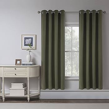 Amazon｜オリーブグリーン 絶対遮光 フェイクリネンテクスチャー