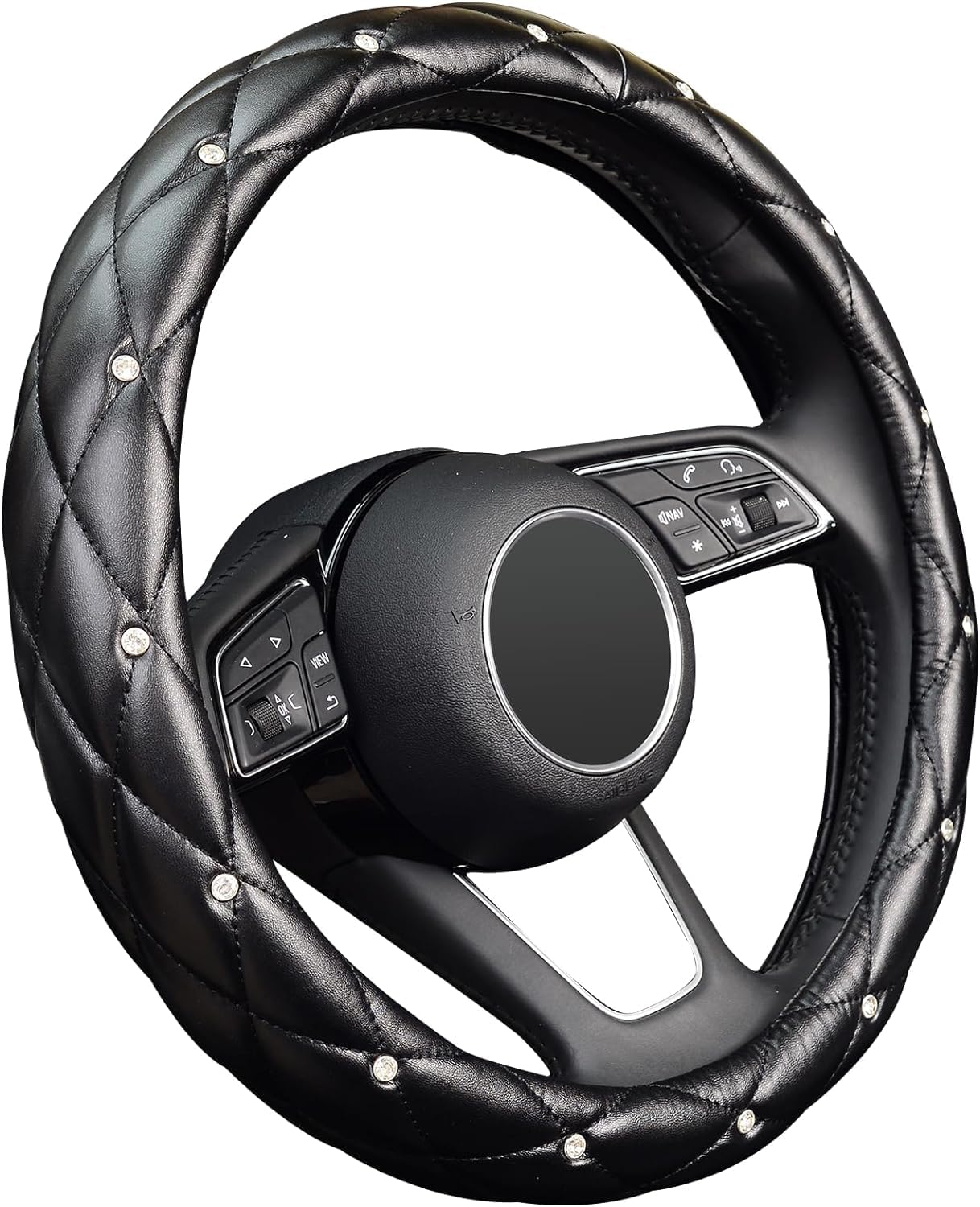 KAFEEK Steering Wheel Cover, Universal 15 Inch, Microfiber Leather, Anti-Slip, O