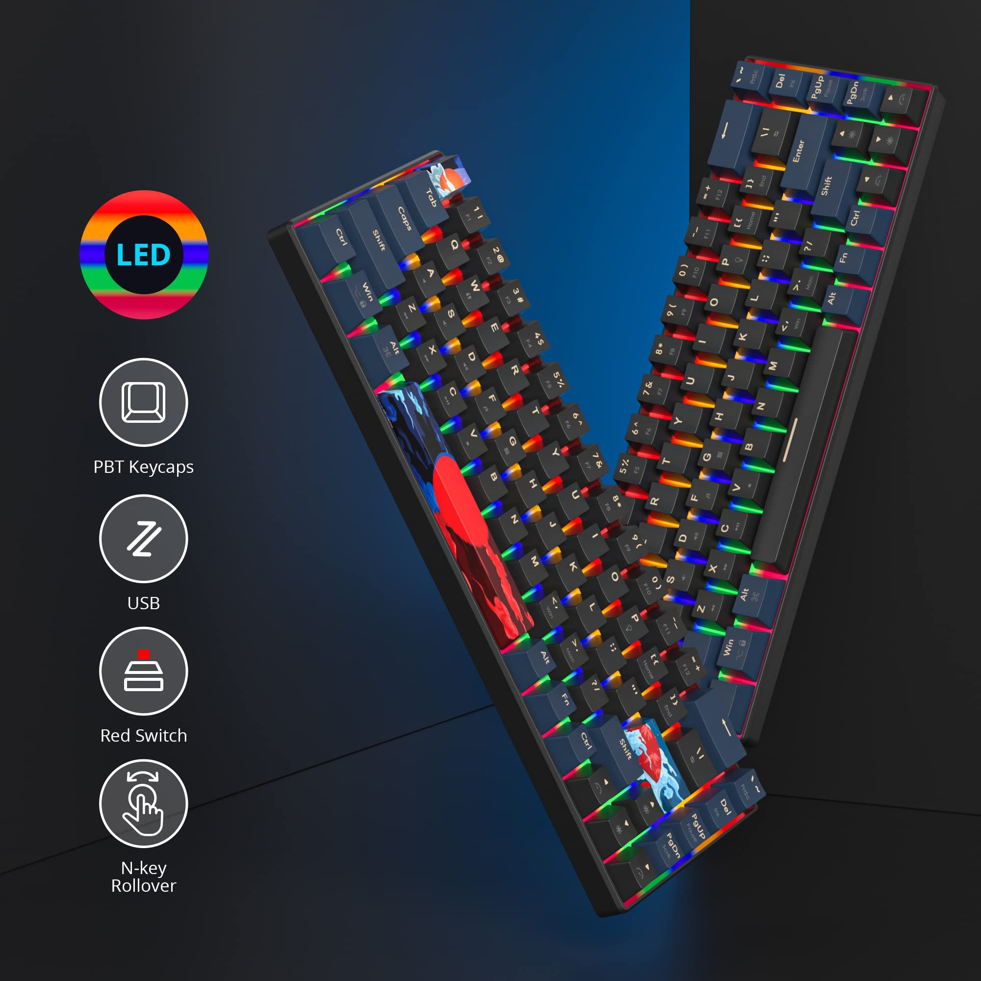 メイジナイト Amazon | 60% ゲーミングキーボード 美式メカニカル ミニコンパクト 68