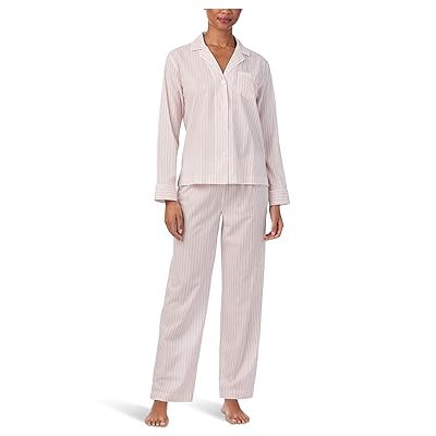 Lauren Ralph Lauren Woven Long Sleeve Notch Collar Long Pant Pajama Set Women