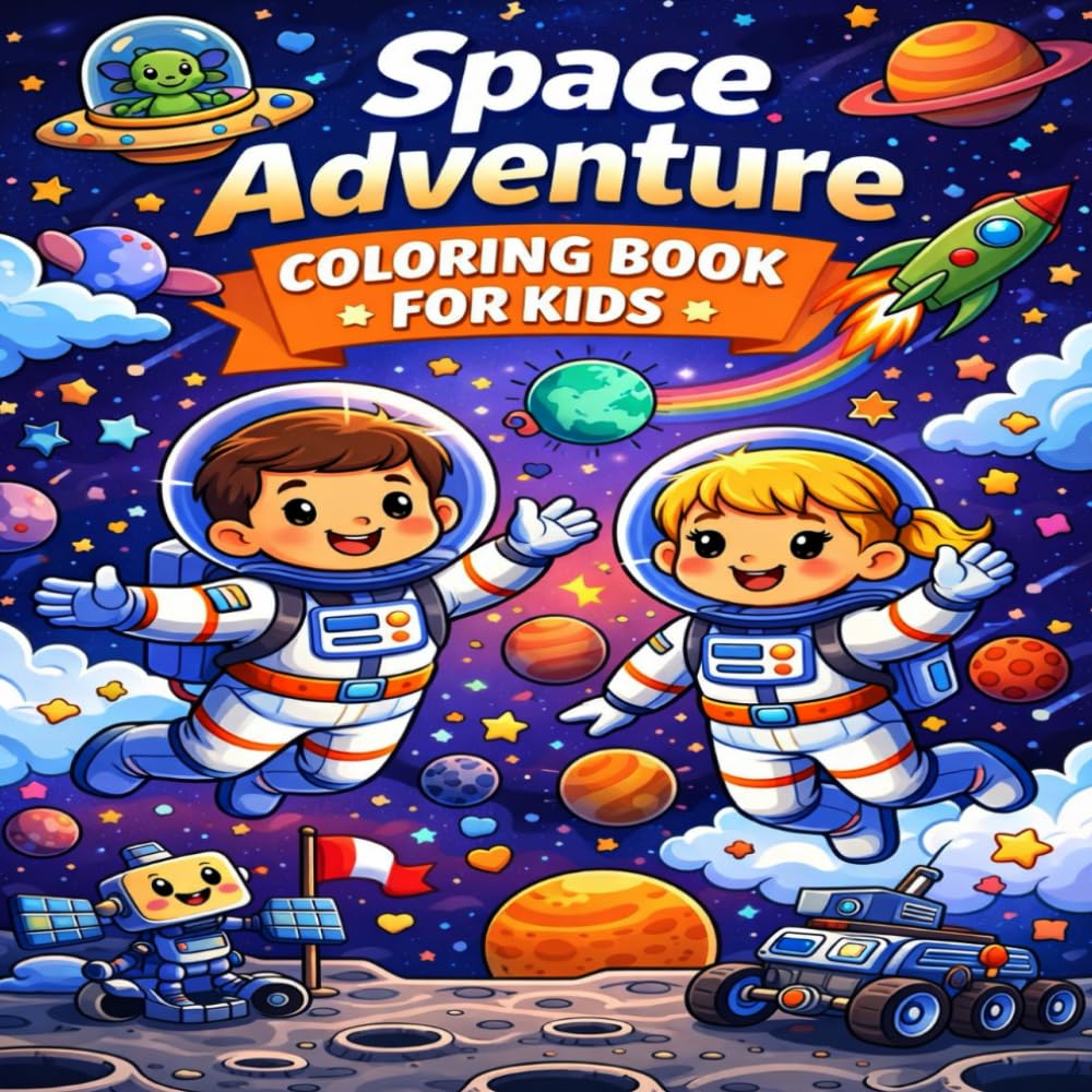Space Adventure Coloring Book for Kids: Fun and Easy Space Coloring Pages for Young Explorers