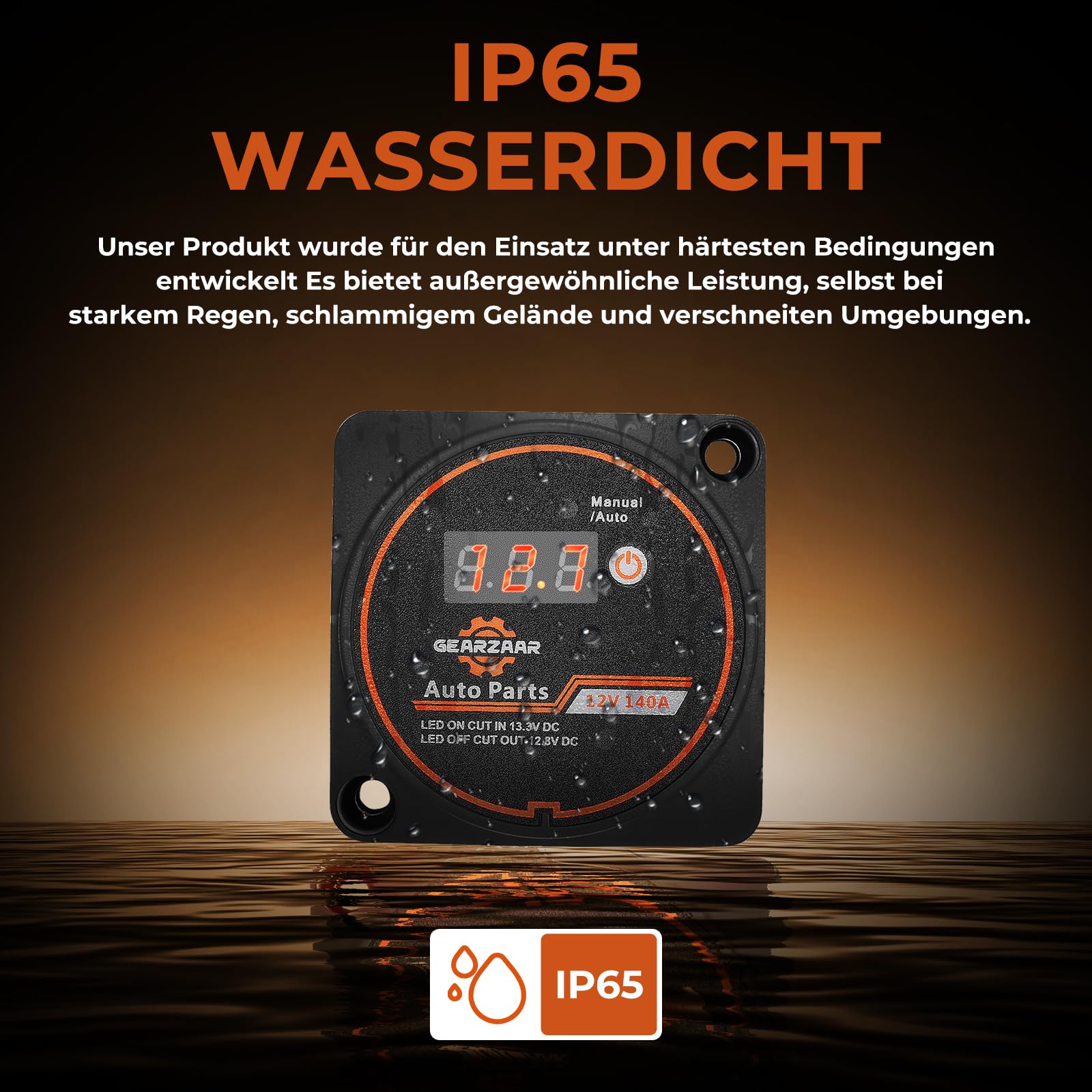 GEARMONSTER 12V/140A BSR vollautomatisches Batterie Trennrelais mit LCD Display, KFZ Camper Laderelais, Spannungsempfindliches Relais VSR Dual Battery Isolator für Auto, Wohnmobil, Boot