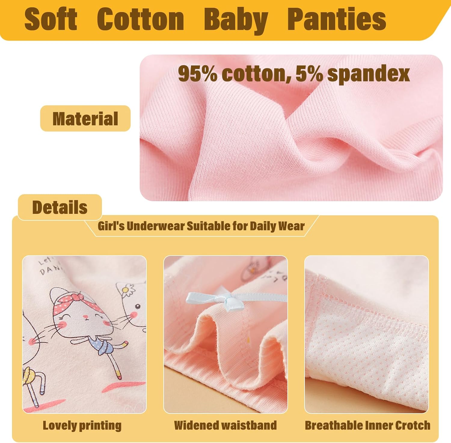 Little Girls Underwear Soft Breathable Cotton Panties with 8 Packs Toddler Panties Boyshorts 2-10 Years - Image 3