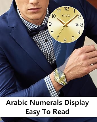 CIVO Easy Read Watches Men: Classic Dial with Big Numbers Wristwatch