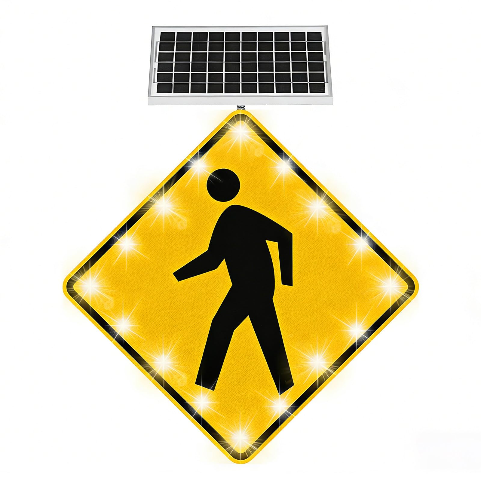 Señal Solar LED Intermitente para Paso de Peatones, 24x24 30x30 Pulgadas IP65 Aluminio Impermeable para Zonas Escolares y Vías Urbanas 24in