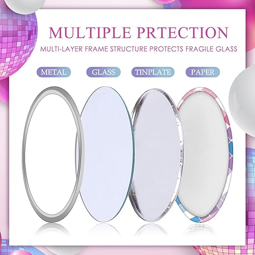 Miniatura 10 de 12 piezas de espejo compacto de bola de discoteca de 276 pulgadas espejo de bolsillo redondo vintage de vidrio de maquillaje mini espejo portátil