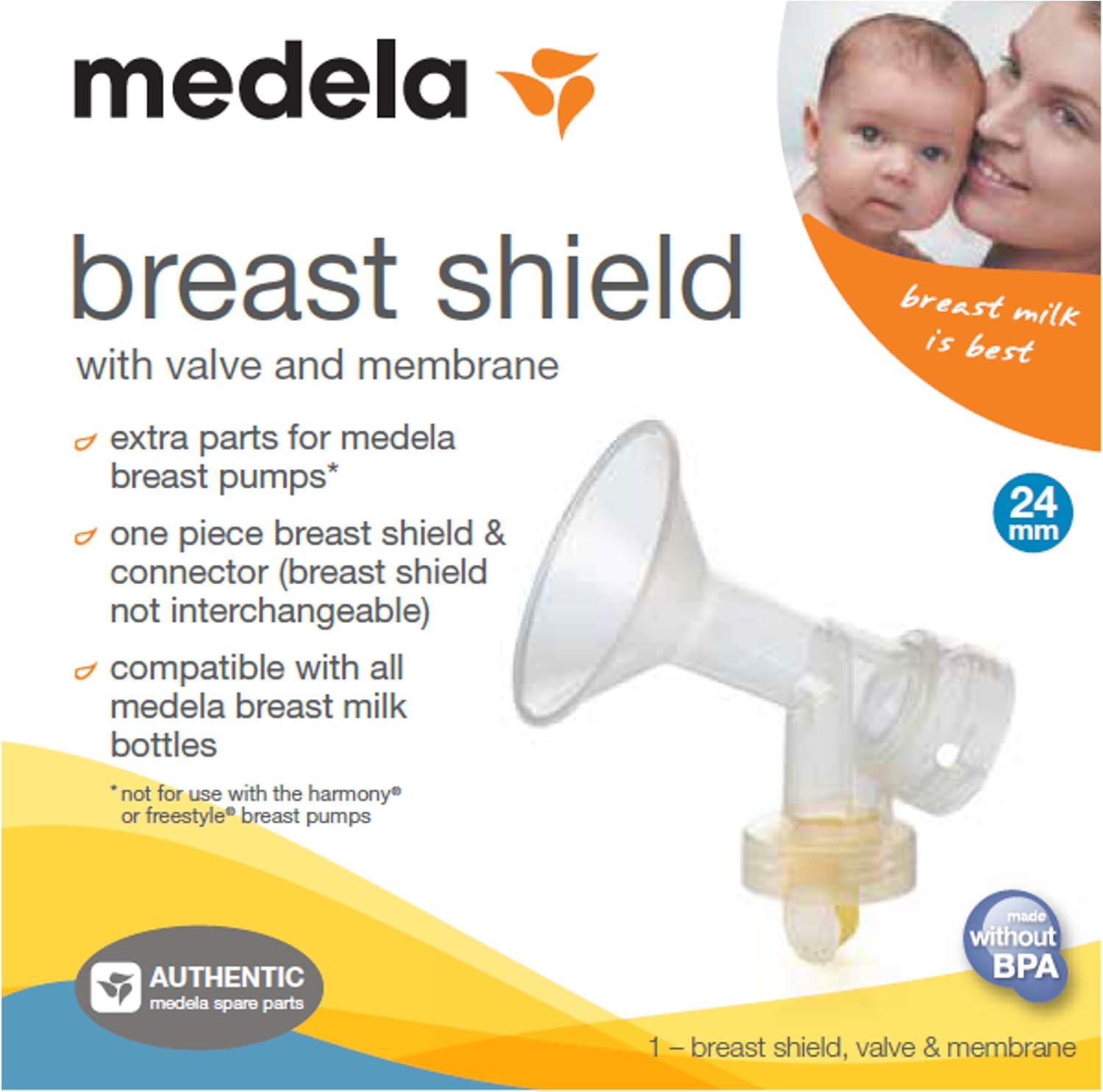 Medela Breast Shield with Valve and Membrane Compatible with Pump in Style Advanced and Symphony Breast Pumps Only