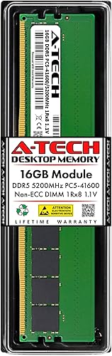 Vista 31 de A-Tech 32GB Kit (2x16GB) DDR5 4800MHz PC5-38400 CL40 UDIMM 1.1V Memoria RAM de escritorio sin ECC no tamponada DIMM de 288 pines Módulos