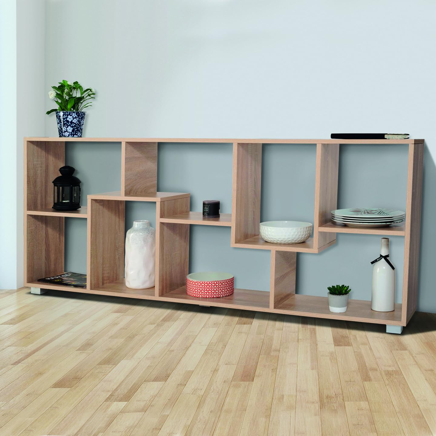 IDMarket - Doppelpositionsregal Tania Holz Buche-Nachbildung B 161 cm