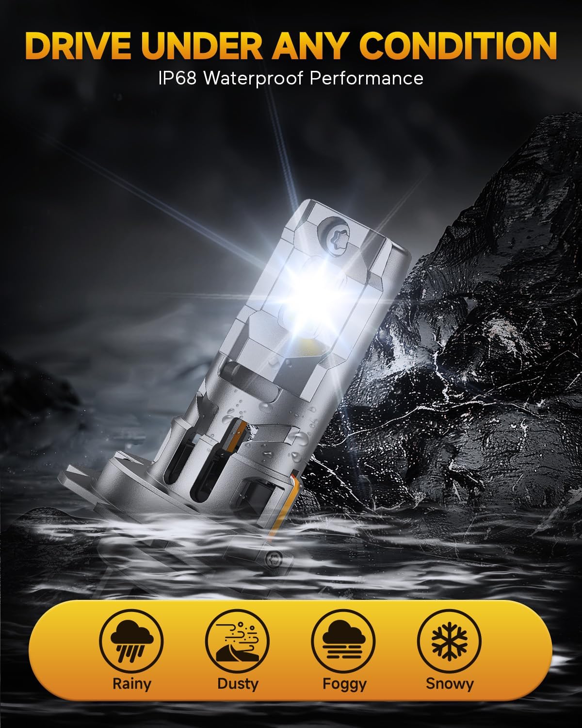 FAHREN 2026 H7 LED Headlight Assemblies, 40000LM 1000% Super Brightness H7 LED Bulbs, 1:1 Mini Size Plug and Play, 6500K Cool White H7 Halogen Replacement, Pack of 2 — view 6