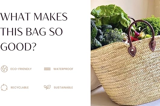 Amazon.com: French Basket, straw bag with leather handles, beach