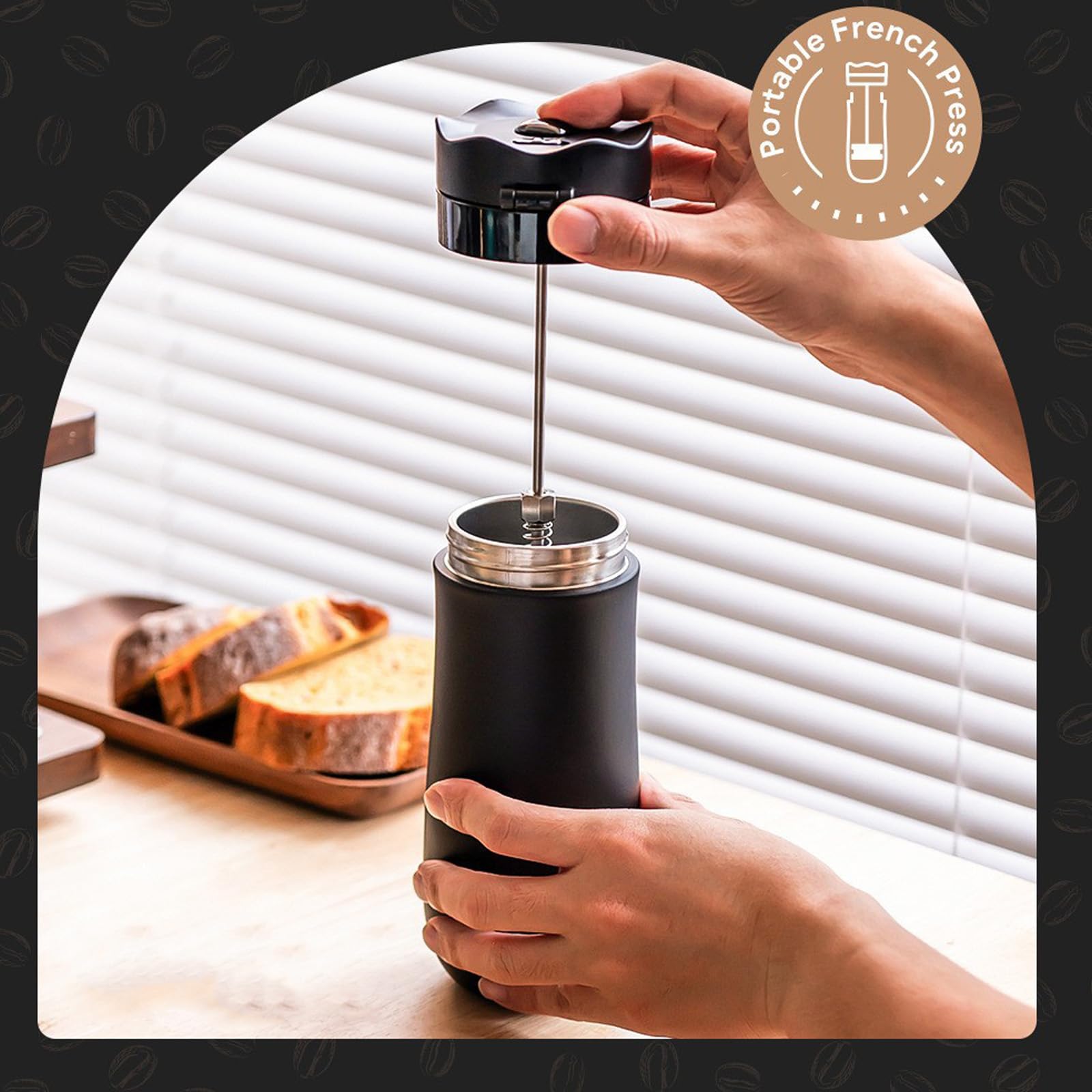 Pressa da caffè Portatile Tazza da caffè Pressa da caffè Portatile Funzionale con Isolamento sotto Vuoto per Studenti Lavoratori Comodo Produttore Birra