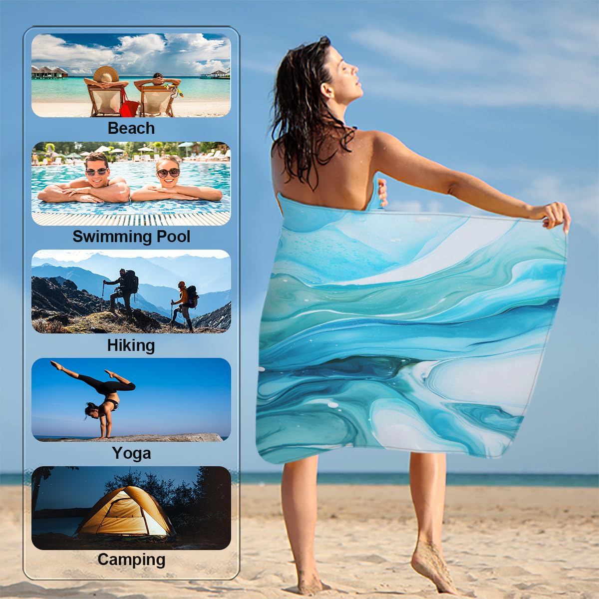 Amazon.com: GzLeyigou Liquid Texture Blue Beach Towel Highly