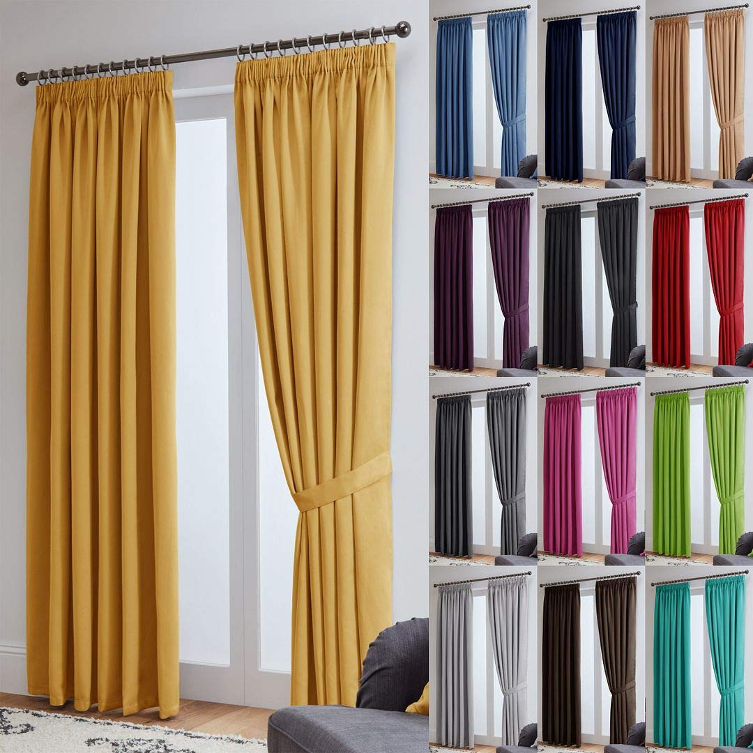 John Aird Blackout Curtains Pencil Pleat with Tie Backs (Ochre,W 90" x L 72" (2 Panels) Thermal Energy Saving Curtains for Bedroom & Living Room โ image 1