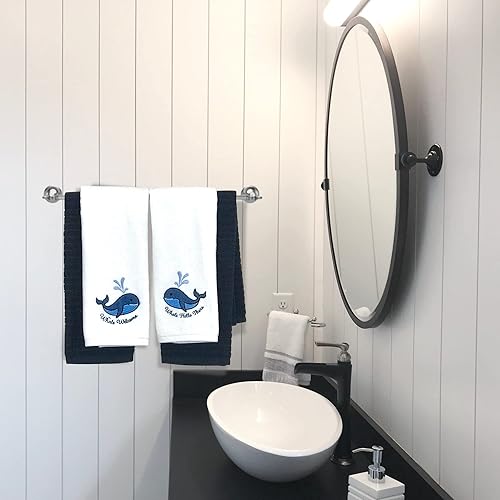 Miniatura 4 de Serafina Home Toallas de mano suaves y absorbentes para invitados de ballena de verano saludos amigables con el océano, 2 piezas (Whale Hello There)