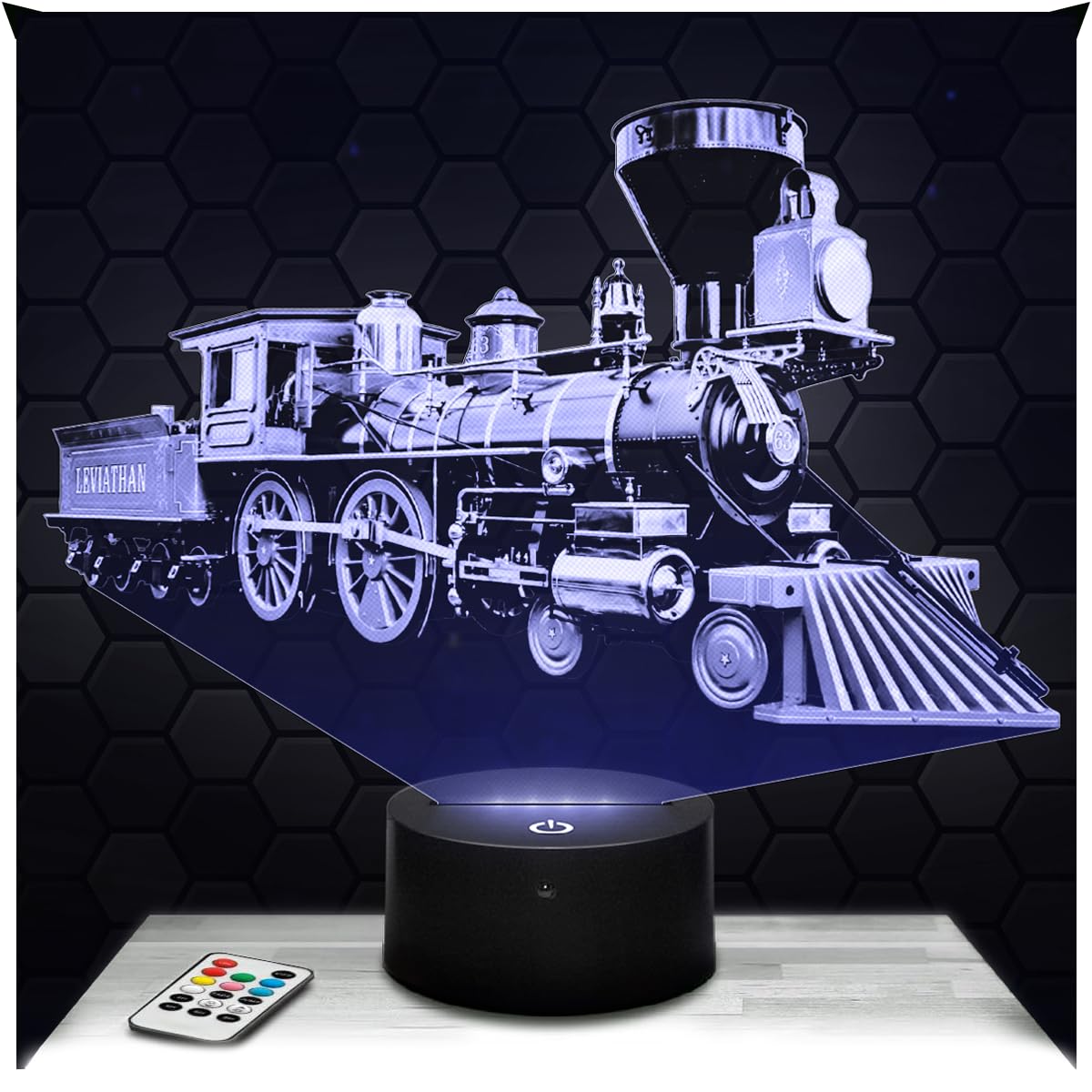 Lampephoto.fr - Steam Locomotive 3D Lamp, Night Light 3D LED Illusion Lamp, Train Locomotive Train Driver, Gift Idea for Men, Night Light for Children's Bedroom, Gifts Idea for Boys, Christmas, Gift