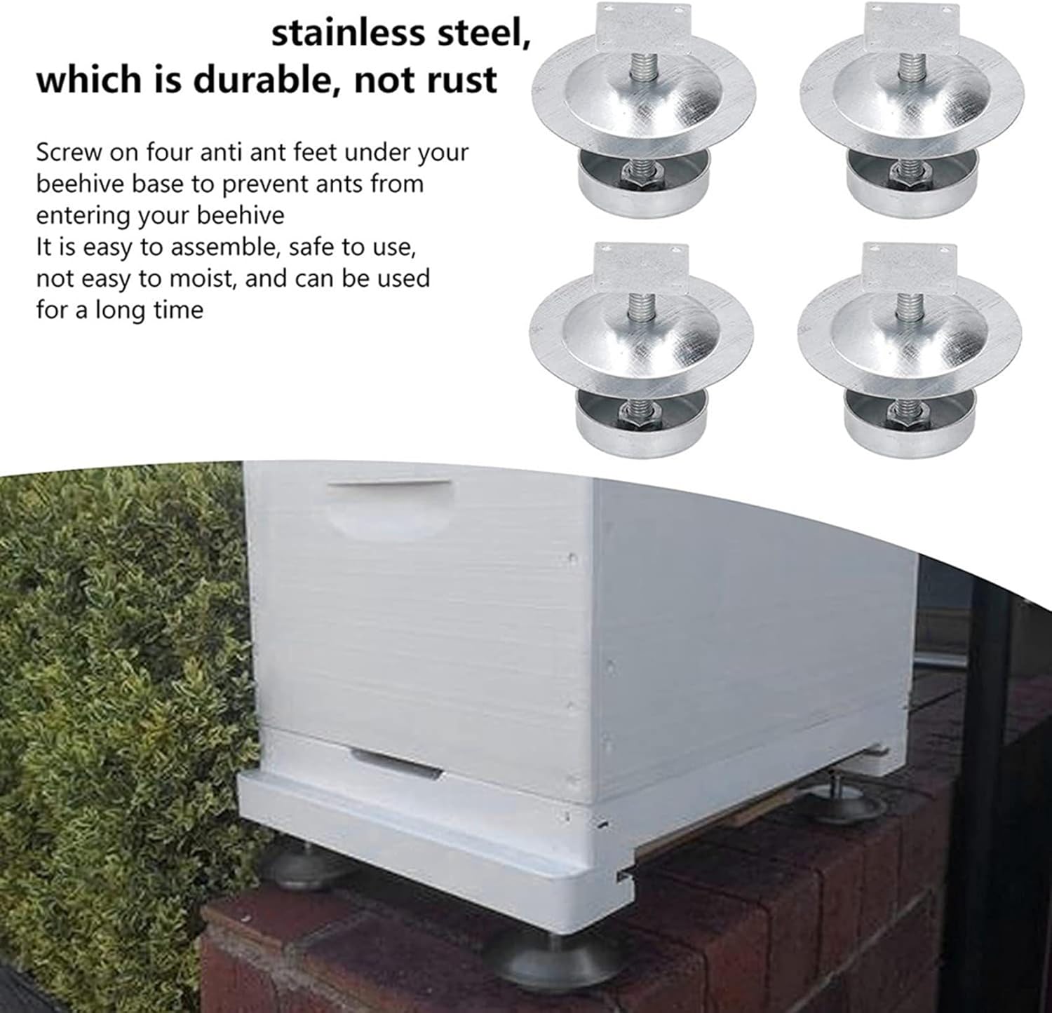 12Pcs Ant Proof Hive Feet Stainless Steel Beehive Base Ant-Proof Device Beehive Stand