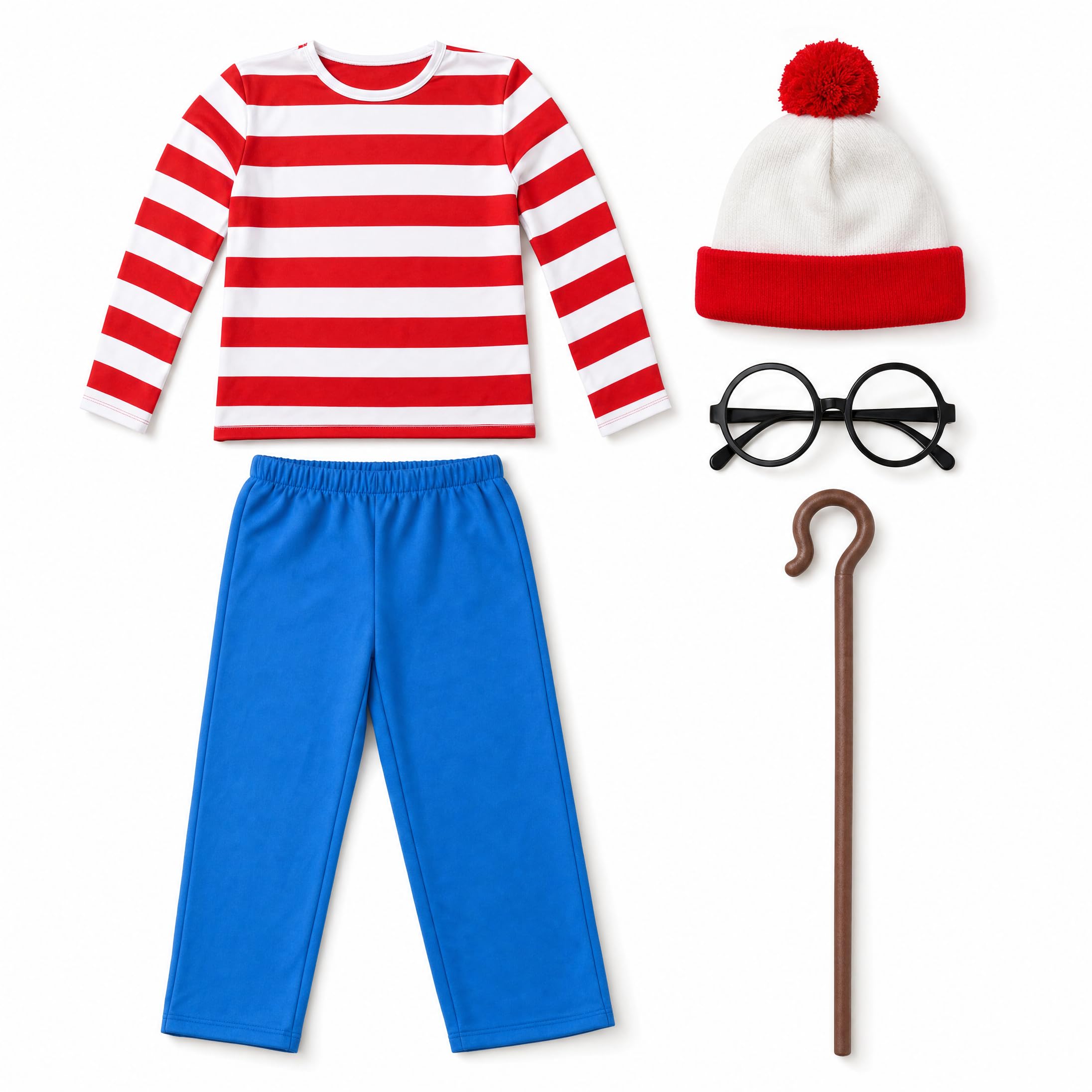 Morph Red and White Striped Costume Kids, Striped Character Fancy Dress, World Book Day Costumes for Kids, Medium