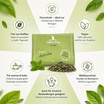 Lemon Balm & Marshmallow Herbal Blend + Small Grinder - Amsterdam Café Herbal Tea - 100% Natural Mild & Harmonious Premium Loose Leaves for Tea & Applications (30g)