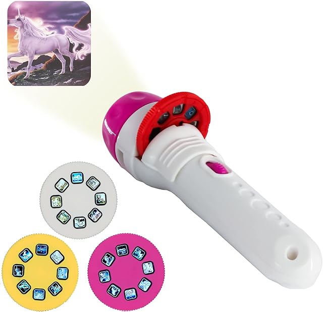 Slide Projector Torch 24 Unique Unicorn Scenes, Projection Lighting, Story Torches, Learning Bedtime Night Light for Children Great for Early Child Education (Unicorn 1 Pack)