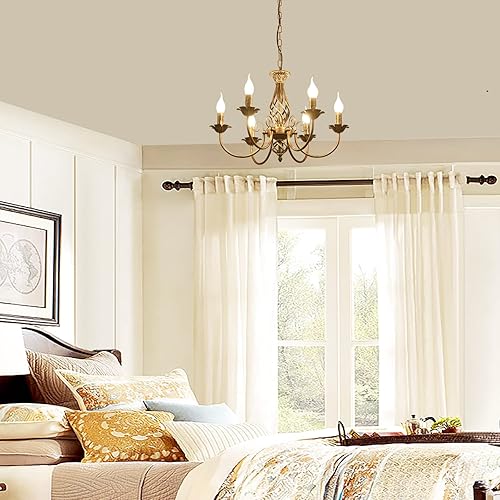 Miniatura 3 de Farmhouse Chandelier Bronze, Rustic 6 Light French Country Iron Pendant Light Fixture, Vintage Metal Chandelier for Dining Room Kitchen Living Room