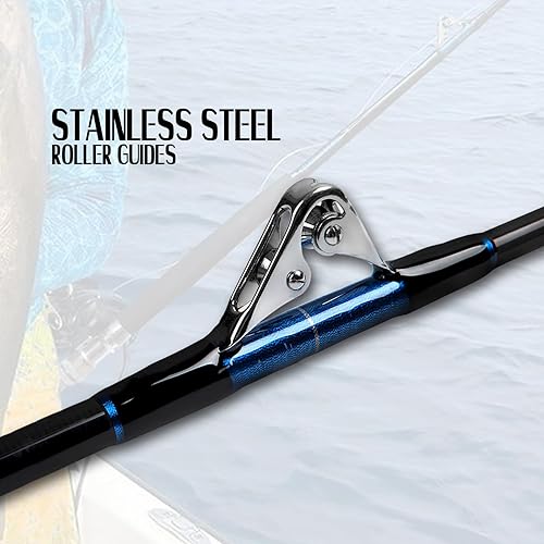 Miniatura 3 de Fiblink Caña de pescar de pesca de pesca de pesca de pesca de pesca de agua salada en alta mar con todas las guías de rodillos (potencia pesada, 5