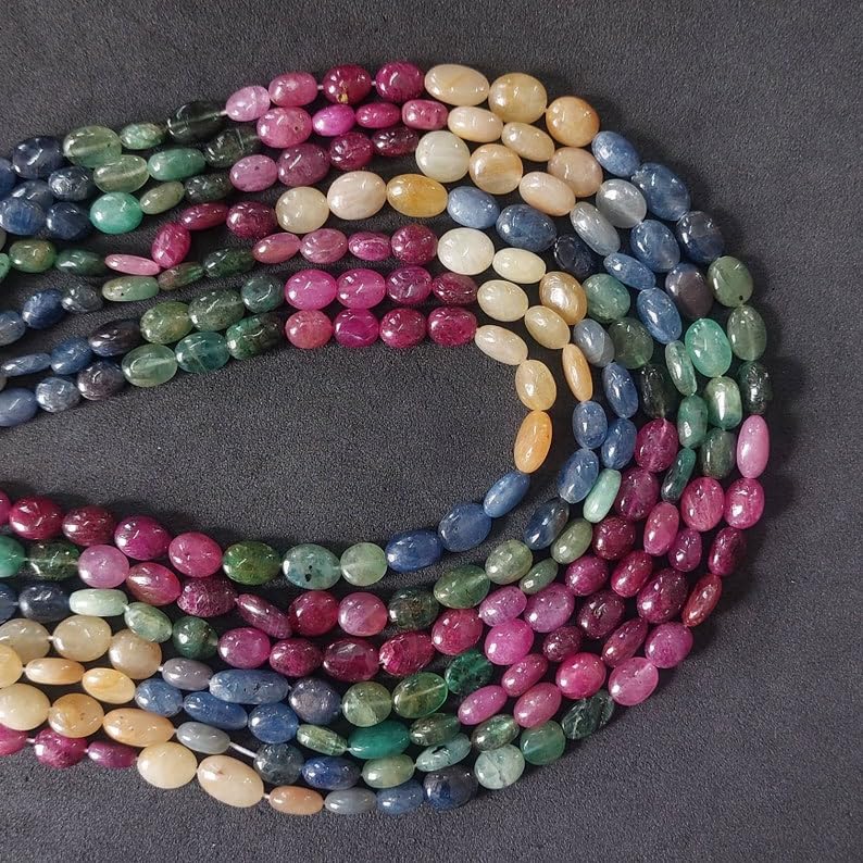 Perles en rubis naturel et saphir bleu pour fabriquer vos bijoux d'été et parures élégantes