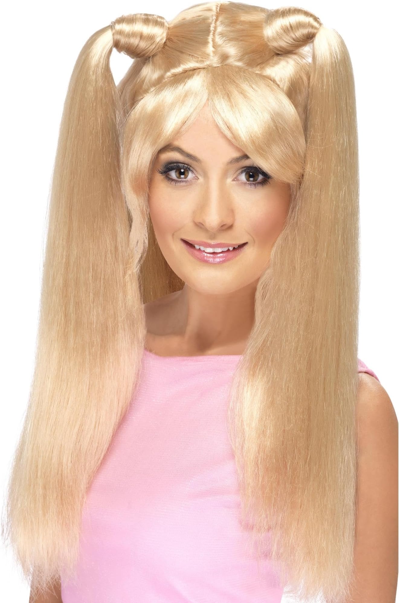 Smiffys Baby Power Wig, Blonde with Pony Tails, 1990's Fancy Dress, Adult Dress Up Wigs