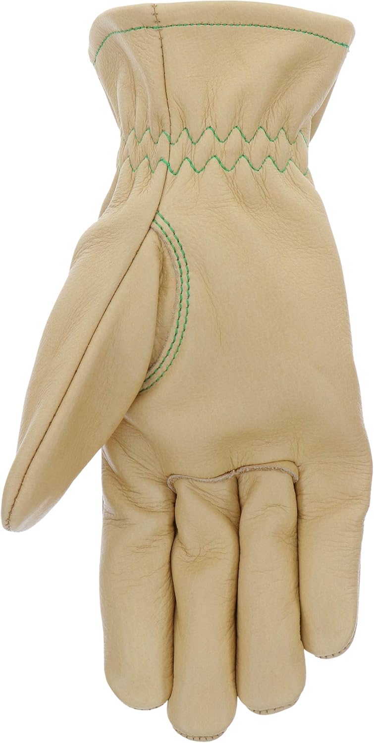 John Deere JD84014-WML Women's Water Resistant Leather Gloves, Abrasion Resistant, Tan, Medium/Large
