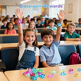 48 Pack LED Light Up Fidget Spinner Bracelets Party Favors for Kids 4-8 8-12, Glow in The Dark Party Supplies, Birthday Gifts, Treasure Box Toys, Goodie Bags Stuffers for Kids