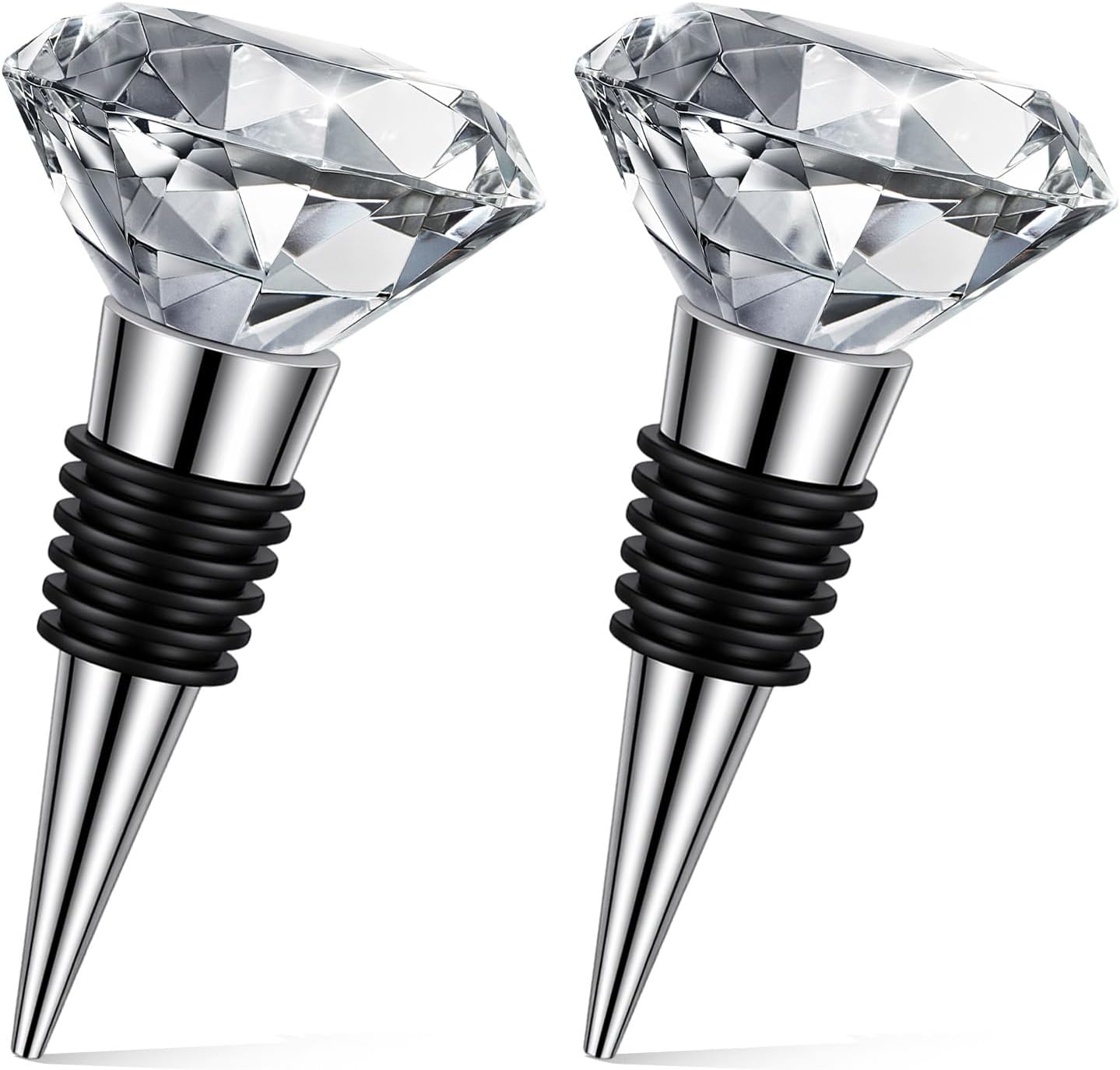 2 PCS Crystal Cute Wine Stopper with Diamond Gift for Home,Bar