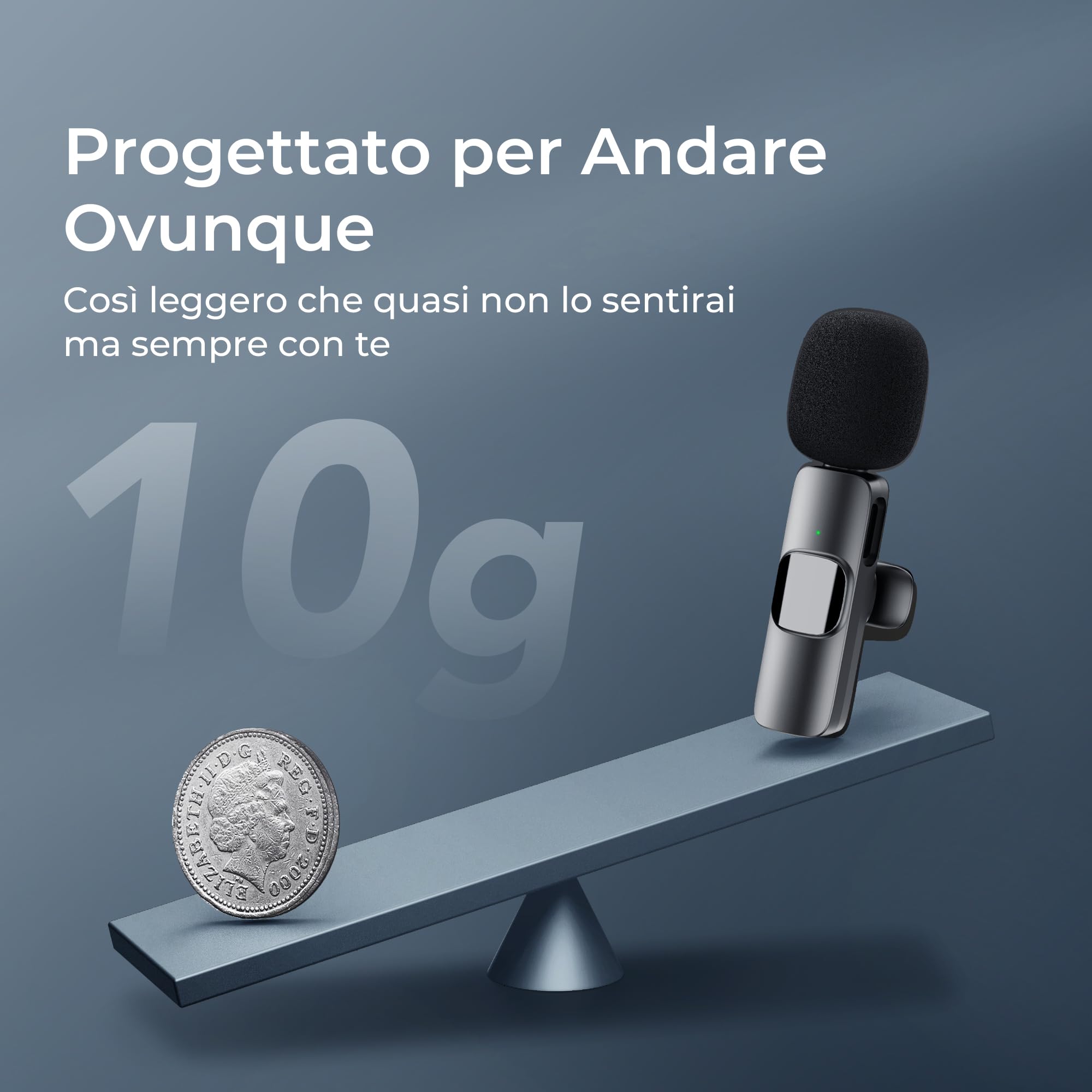 YRF Microfono Lavalier Wireless per iPhone Android iPad, mini microfono, 65FT Range, microfono wireless per la registrazione video, streaming, Podcast, Vlogging, Youtube, Tiktok