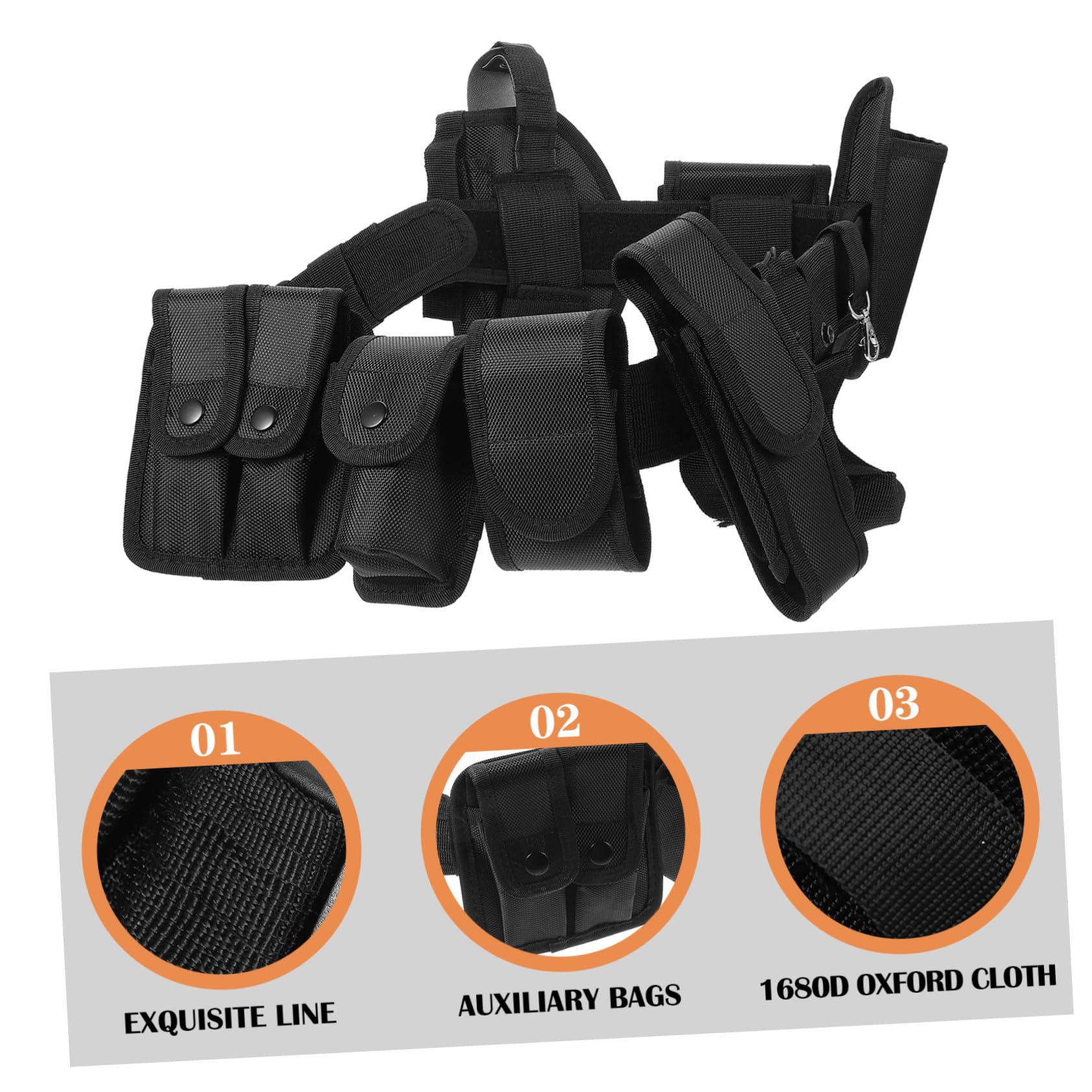Ceinture Multifonction en Tissu Oxford Noir Rangement Multi-Poches et Poche Ceinture Confortable pour Entraînement et Activités Extérieures