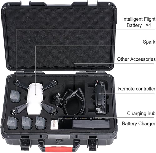 Miniatura 2 de Smatree Estuche de transporte impermeable de 10.2L compatible con DJI Spark, estuche rígido portátil para DJI Spark Fly More Combo