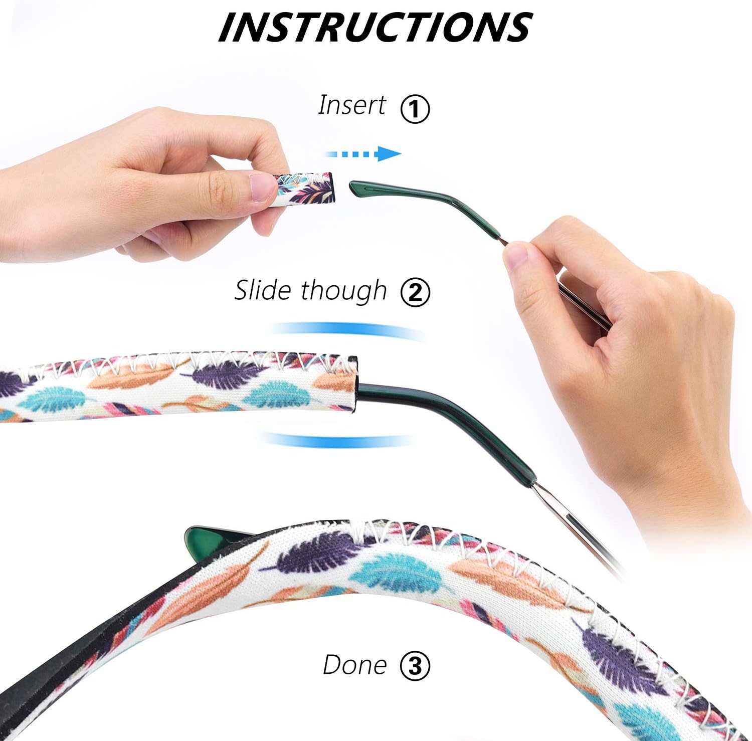 YR Floral Pattern Sunglass Straps, Soft And Durable Neoprene Material Floating Eyewear Retainers, 3 Packs. image 5