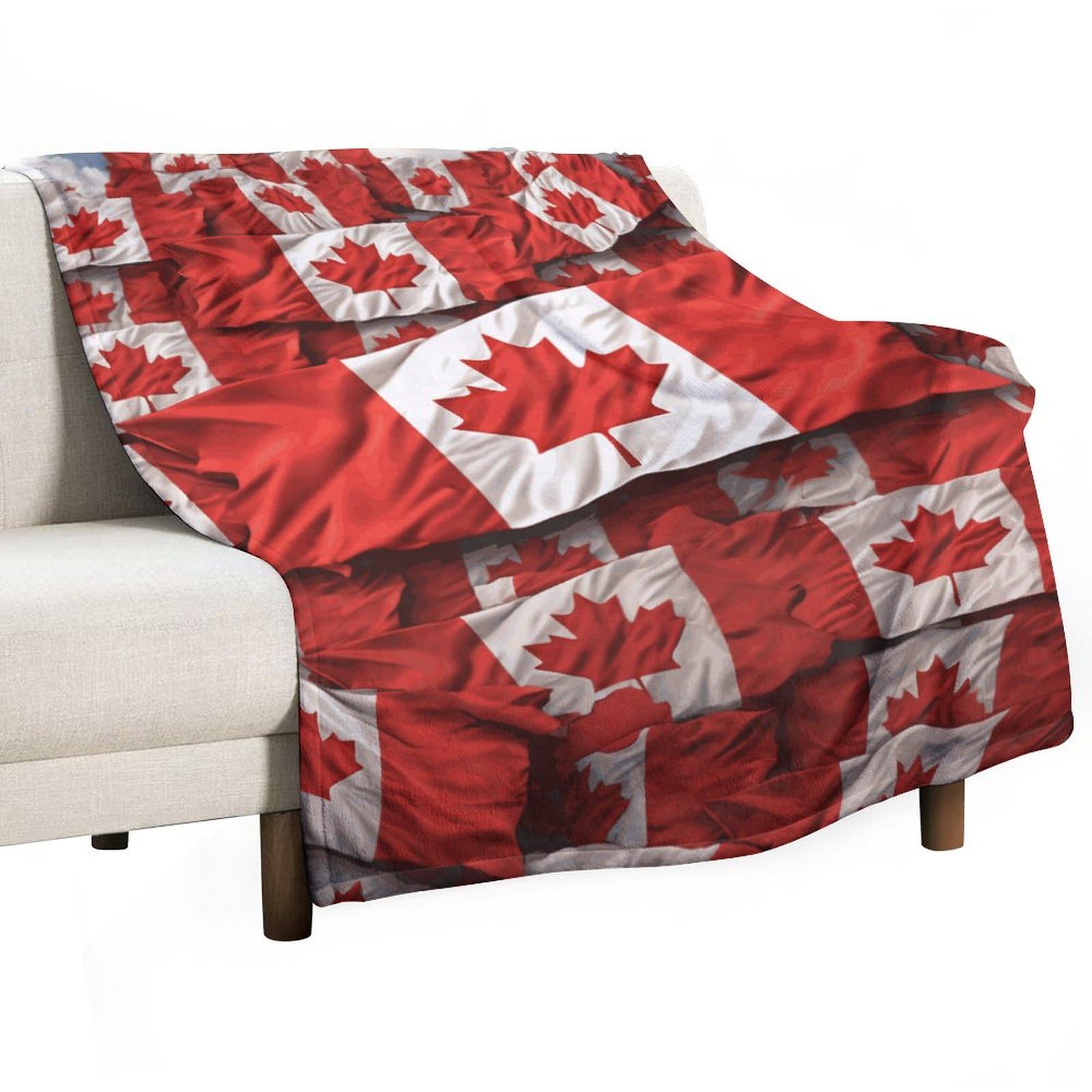 Couverture flanelle drapeau canadien 101x152 cm pour canapé