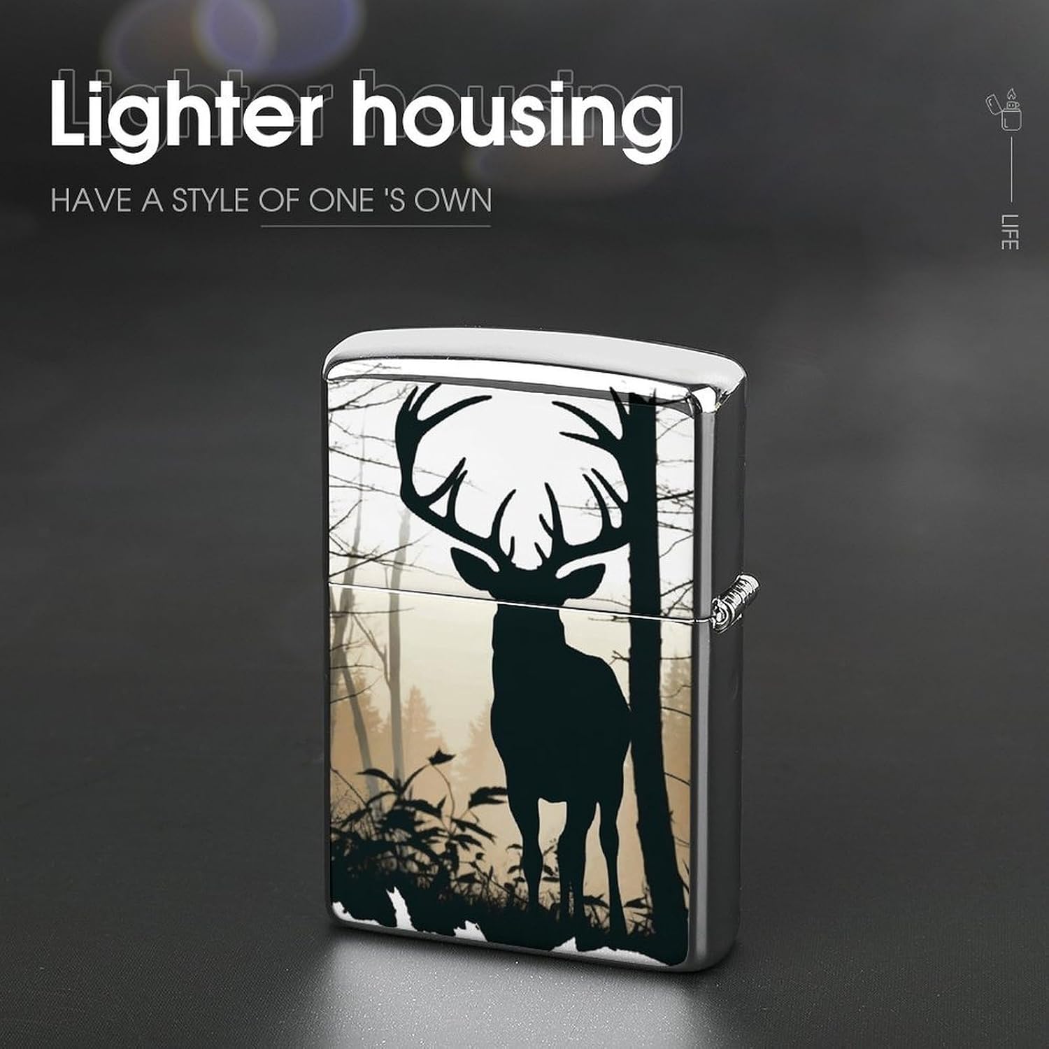 Deer Silhouette Lighter Case Portable Metal Lighter Cover image 4