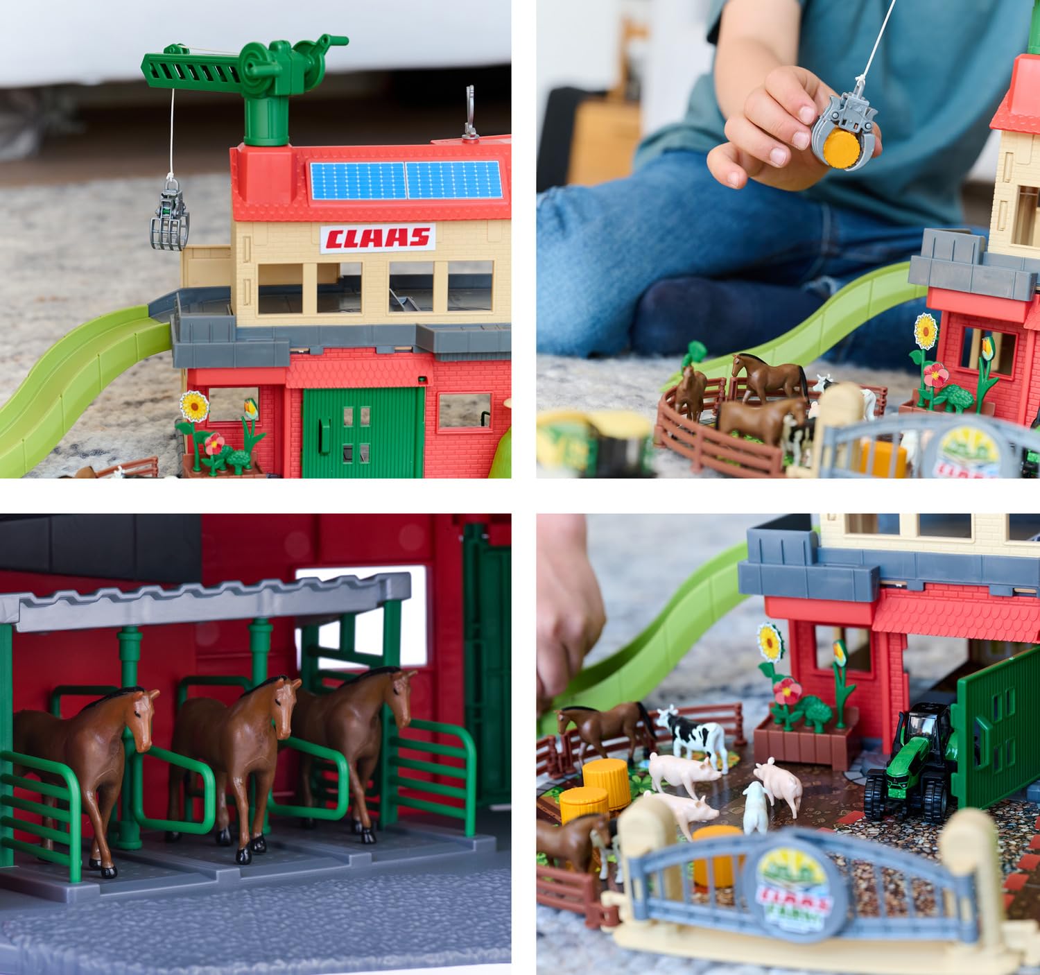 Majorette CLAAS - Set da gioco per la fattoria con stalle, trattori, animali, accessori e molte funzioni, per bambini dai 5 anni, 56 x 36 x 24 cm