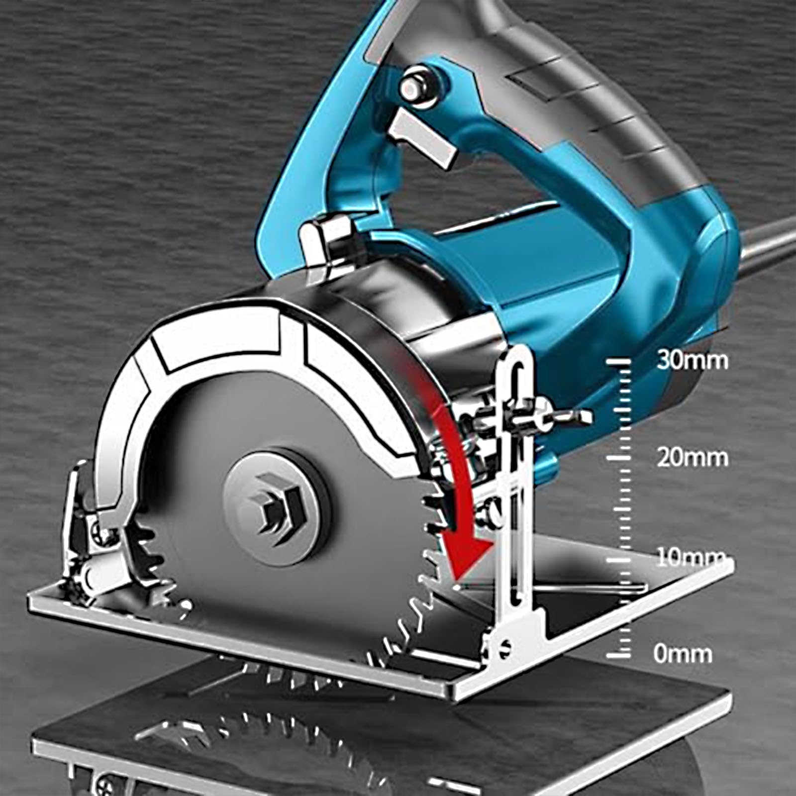 Máquina de Corte de Hormigón Eléctrica de 4480W Portátil Multiusos Para Ranurar Paredes Profundidad Ajustable 0-30Mm, Herramienta de Cincelado de Pared Para Piedra, Ladrillo, Carpintería, Sierra de
