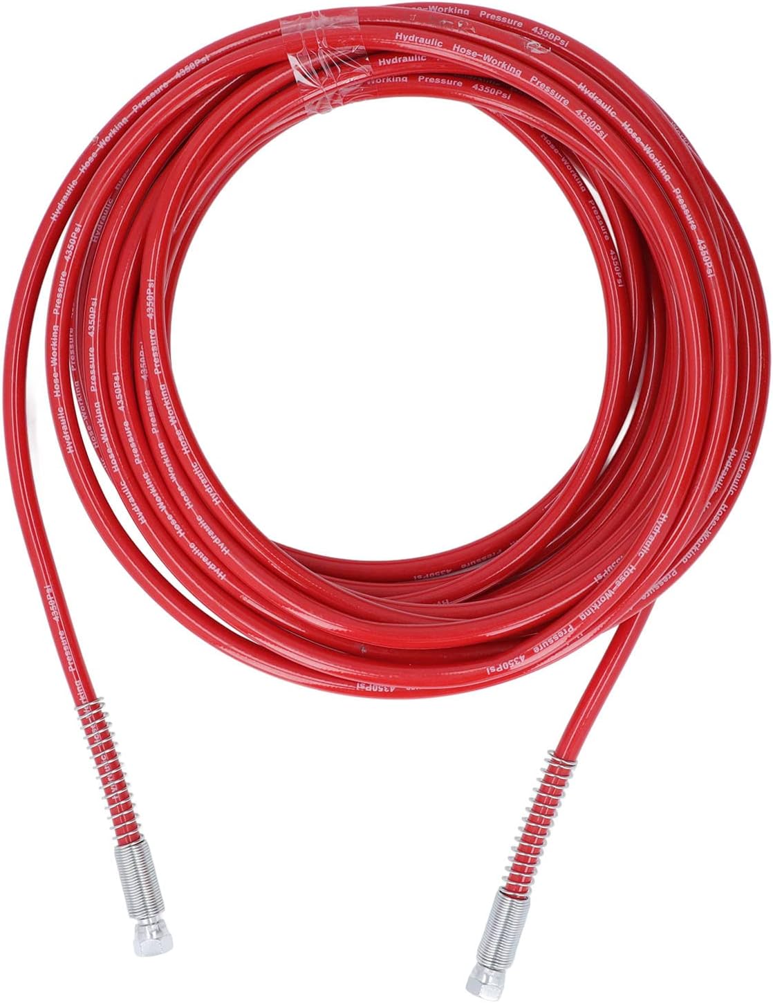 Airless Paint Sprayer Hose, High Pressure Flexible Fiber Tube, 49.21ft Length, 1 / 4in Red - Durable Construction, Metal Couplings, Ideal for Painting Project