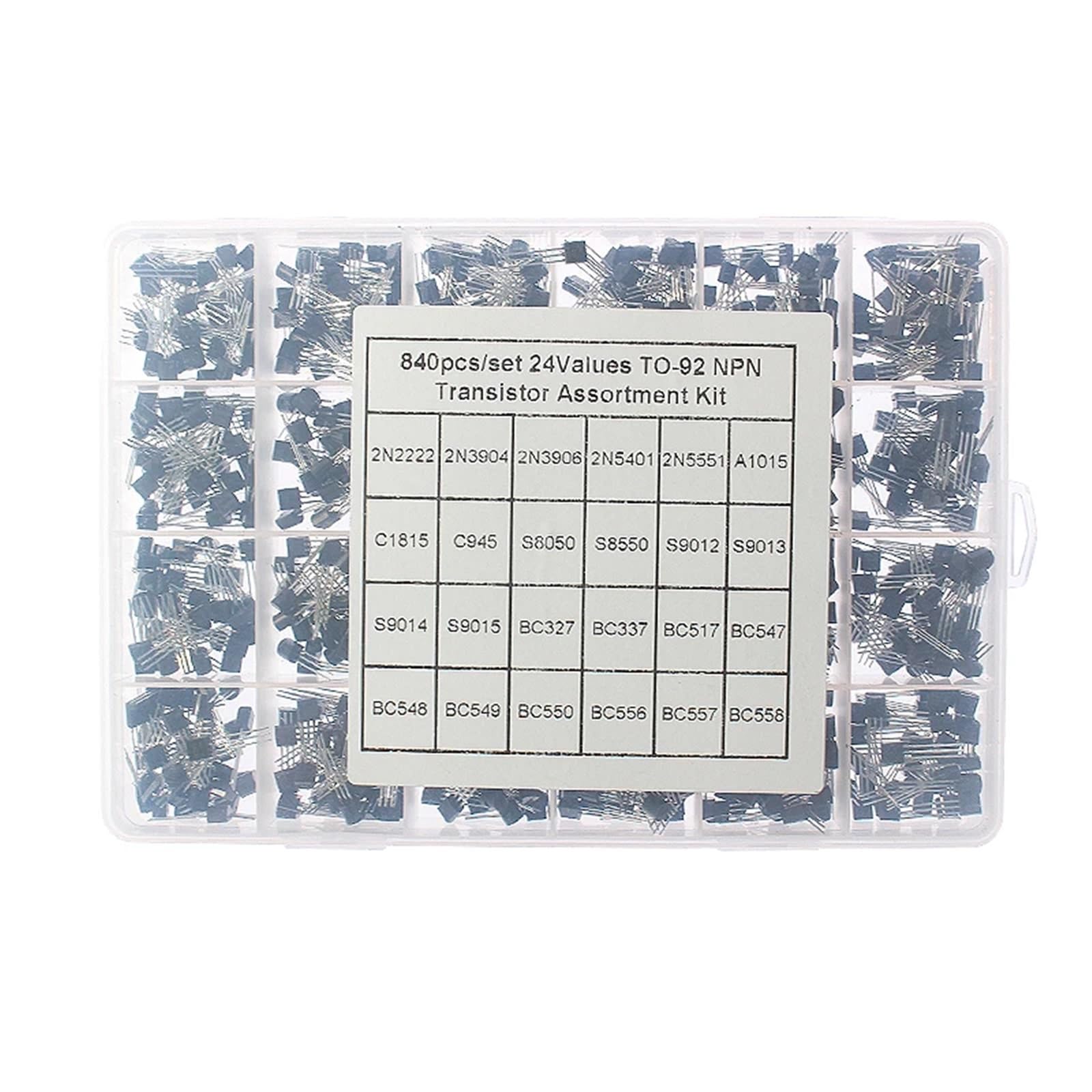 840 Pezzi 24 valori triodo Transistor assortimento Kit Set, PNP NPN Transistor BC327 BC337 2N2222 2N3904 2N3906 S8050 S8550 S9012