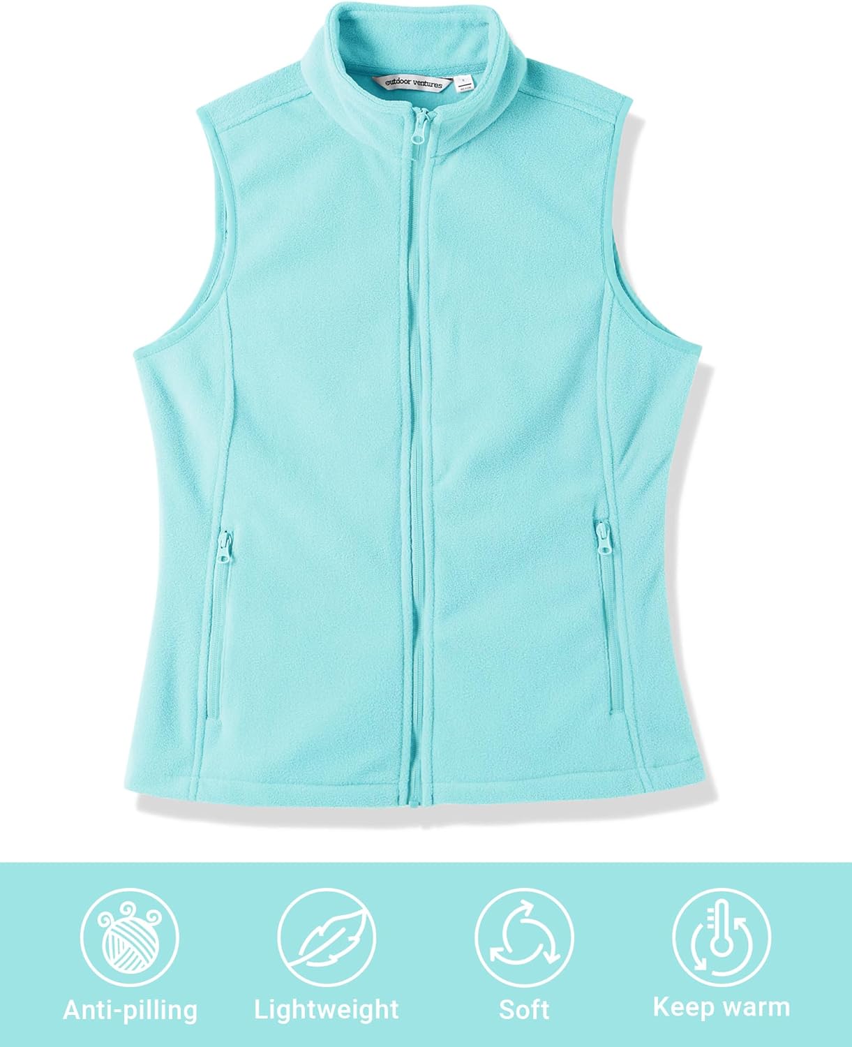 Outdoor Ventures Women's Polar Fleece Zip Vest Outerwear with Pockets,Warm Sleeveless Coat Vest for Fall & Winter - Image 6