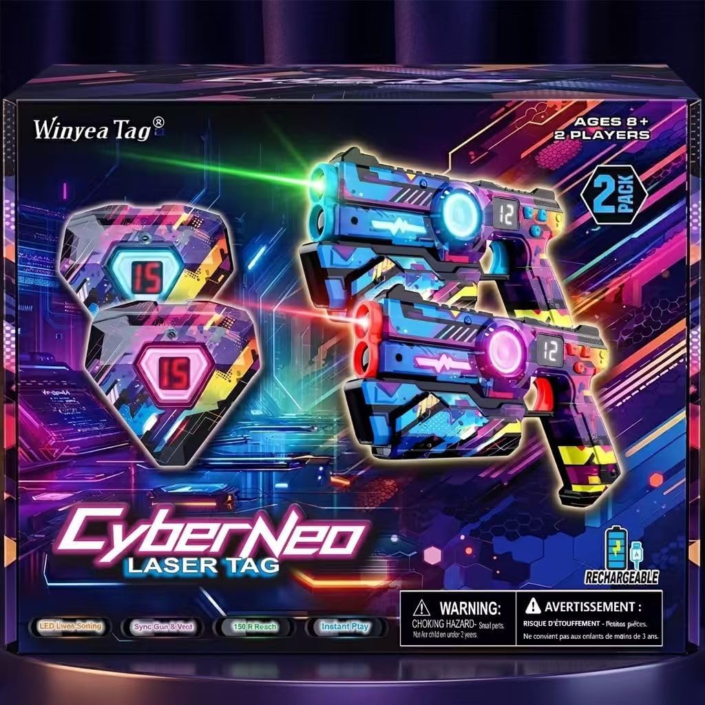 Rechargeable Laser Tag Set of 2, Gifts for 8 9 10 11 12 13 Year Old Boy Birthday, Lazer Tag Gun with Vest, Outdoor Family Games for Kids & Adults, Boy Toys Age 8-10, Teen Boy Gril 8-12 Years Gift