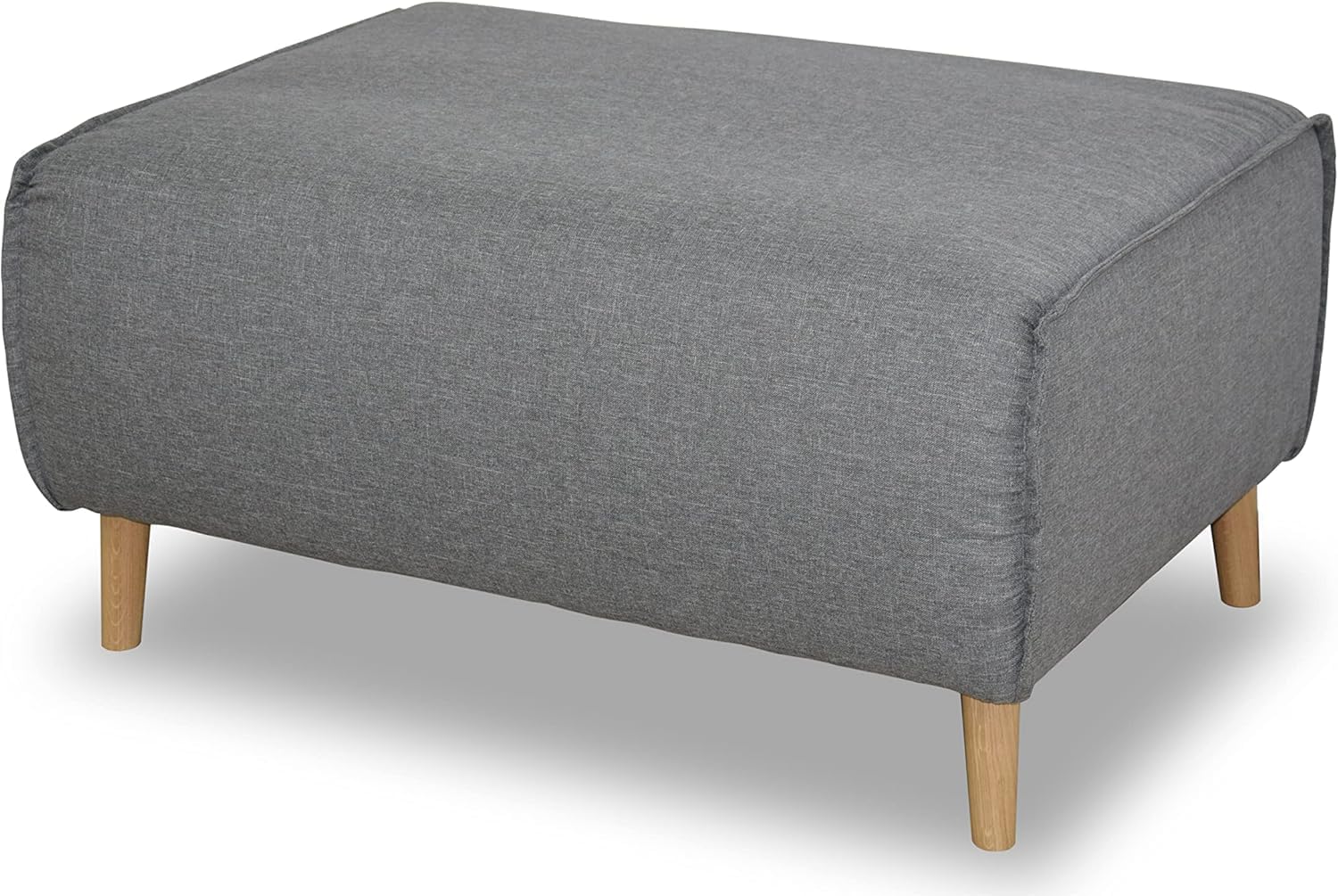 DOMO. collection Polsterhocker Jules FK mit Federkern und Holzfüßen, Sofa Hocker, Beistellhocker, Sitzhocker, 97 x 66 x 47 cm (BxTxH), in silber