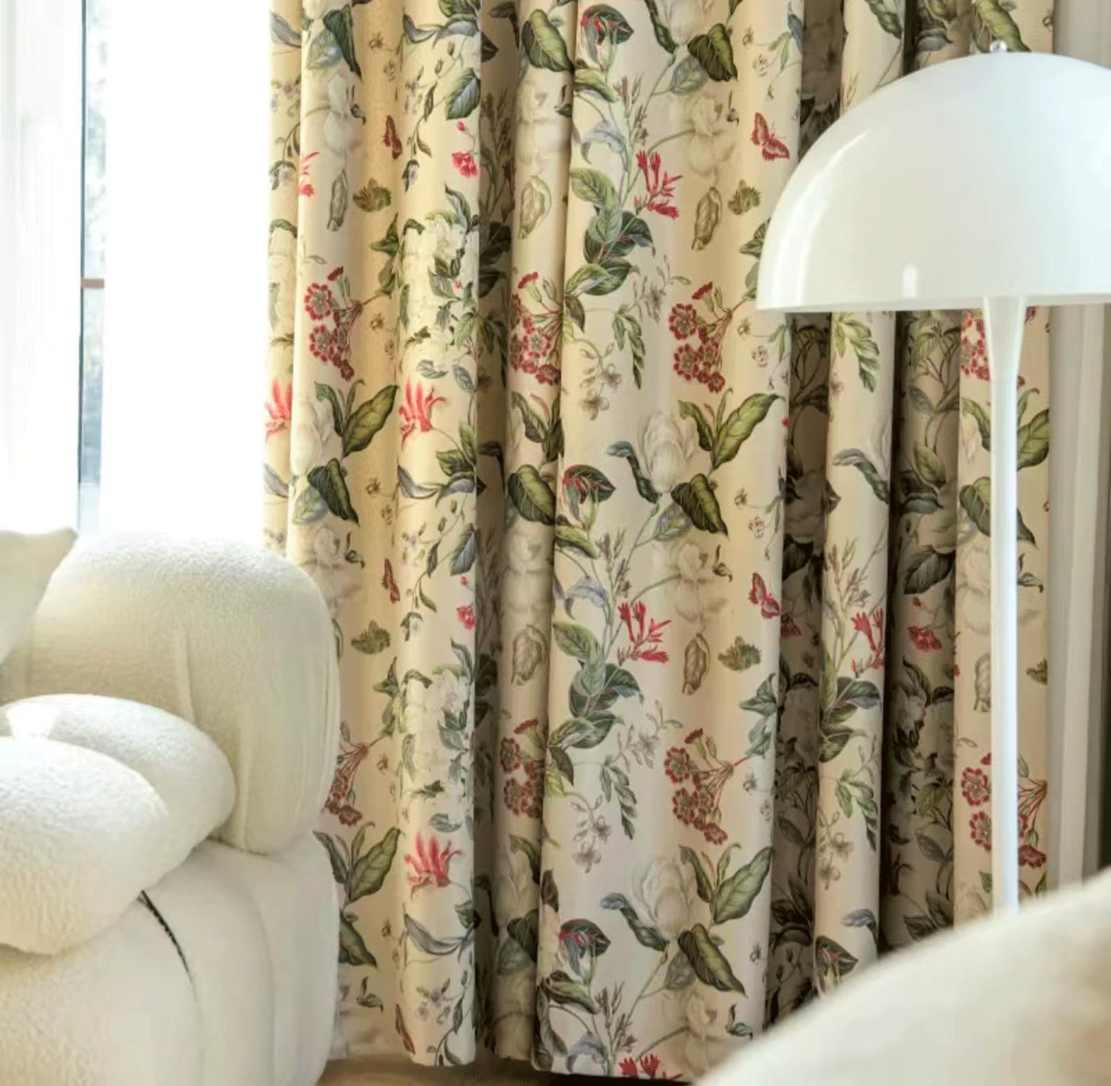 Rideaux thermiques isolants aux motifs de fleurs rétro pour une ambiance douce et protectrice