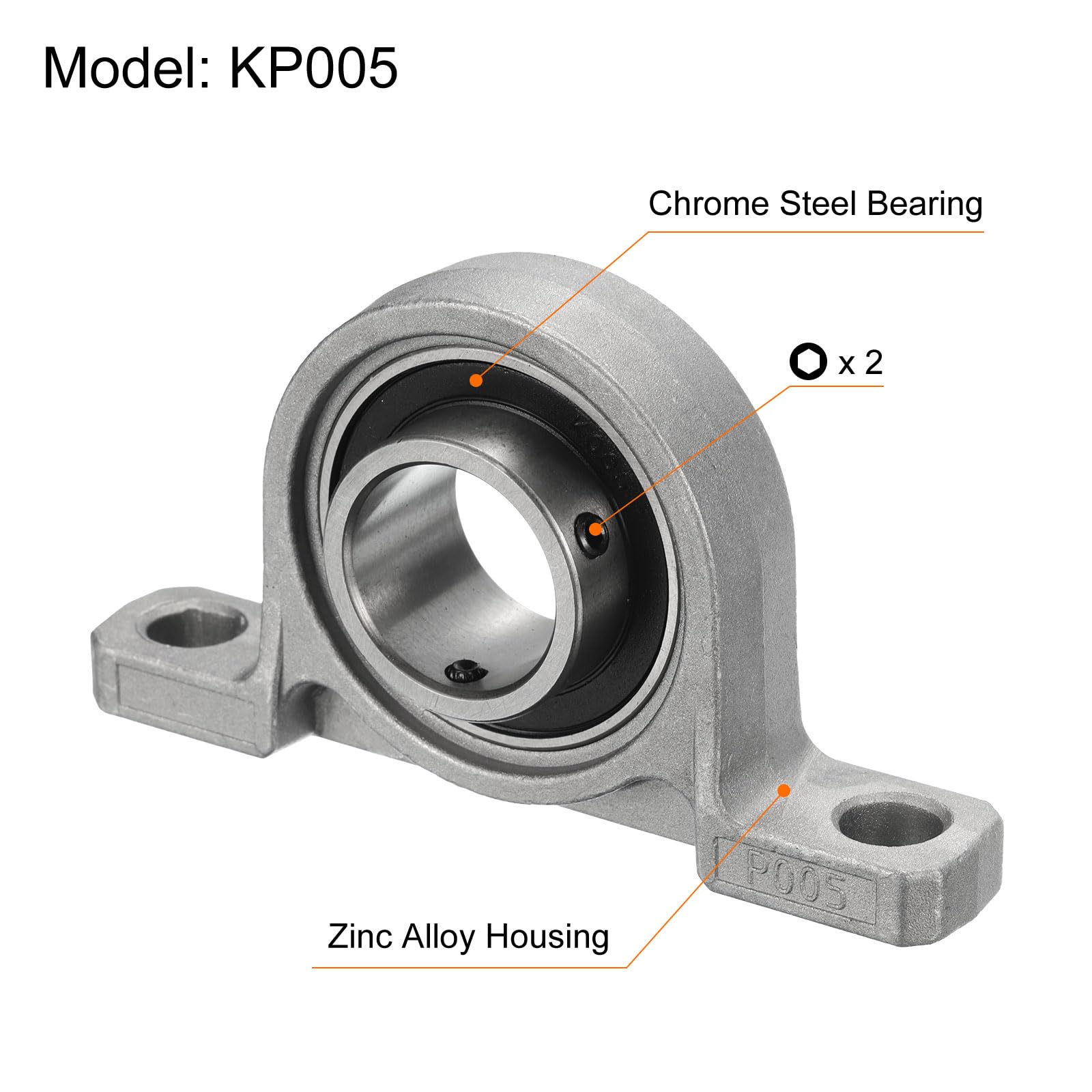 4pz KP005 Flanged Cuscinetti a Blocchetto Cuscino con Foro 25mm, Cuscinetti Montati Lega Zinco Autoallineanti con Flangia Montata