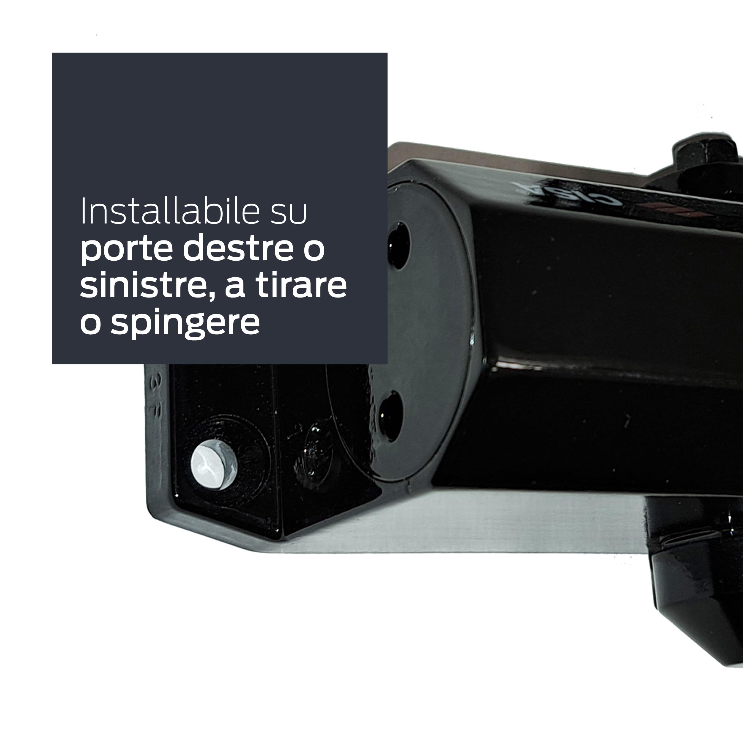 CISA - Chiudiporta CISA a Cremagliera con Arresto 16047103044 Serie 604 - Chiudiporta con Velocità di Chiusura Regolabile - Chiudi Porta per Porte Max 80 kg - Nero