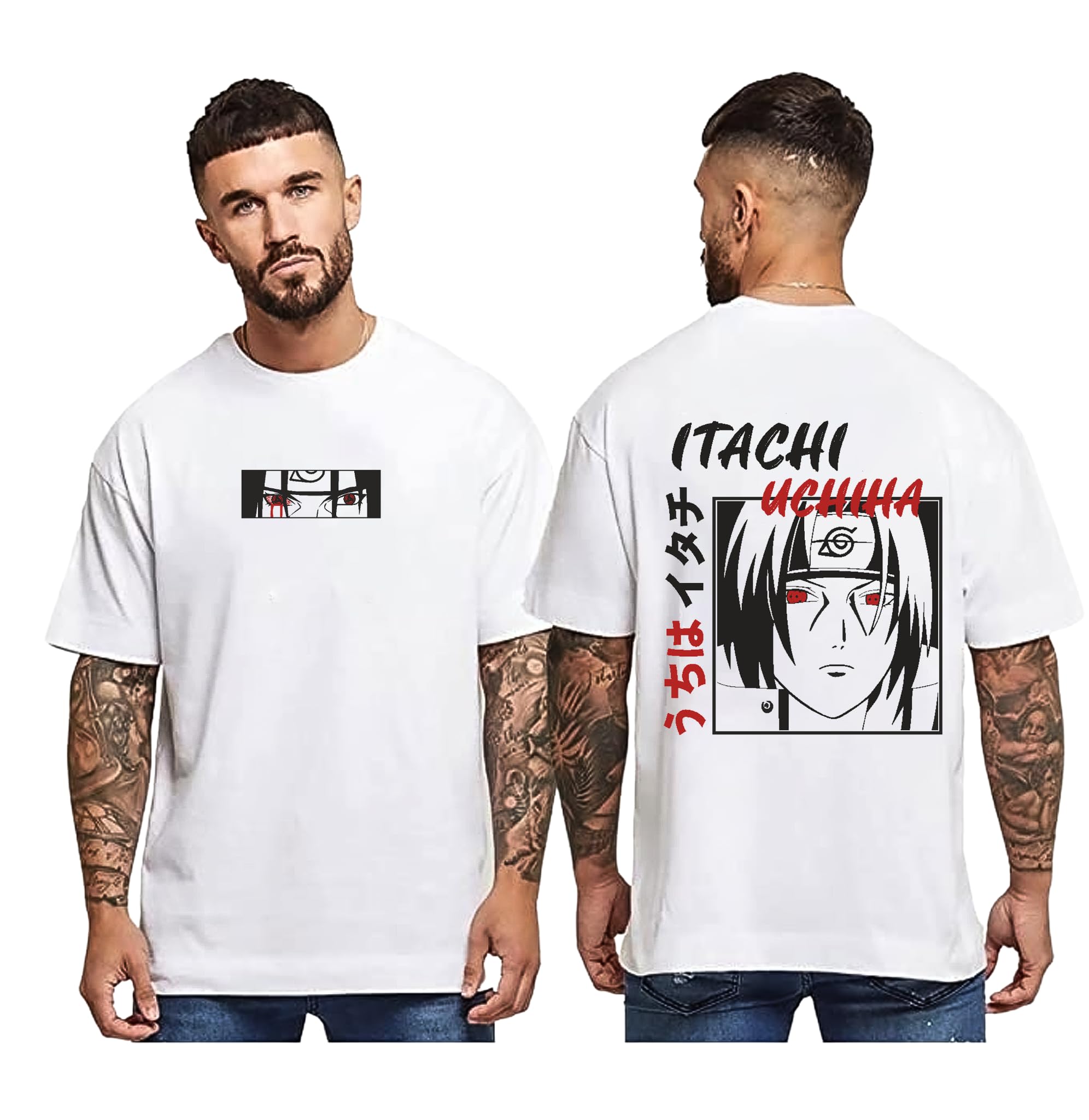 KSHSMen Printed Drop-Shoulder Sleeves Oversized Pure Cotton T-Shirt