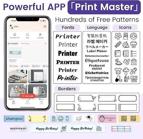 Vista 14 de Phomemo D30 - Etiquetadora con cinta, Bluetooth, portátil, pequeña, para teléfono inteligente, múltiples plantillas, icono de fuentes, fácil de Verde